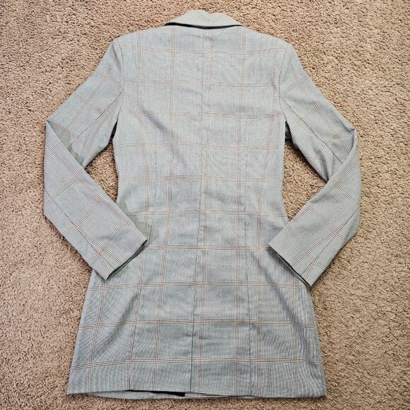 Abercrombie & Fitch Blazer Womens M Gray Plaid Longline Tailored Jacket Career - Picture 2 of 8